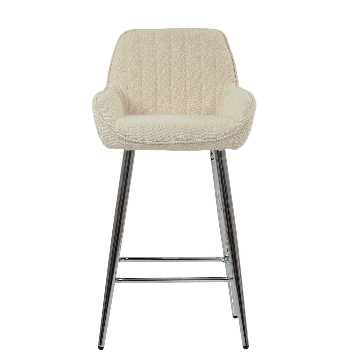 Hamilton Bar Stool in Cream Boucle & Chrome Base