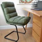 Polk Office Chair Vintage Green Faux Leather & Black Base
