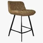 Franz Bar Stool Antique Brown Leather & Black Leg 65cm