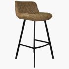Franz Bar Stool Antique Brown Leather & Black Leg 75cm