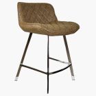 Franz Bar Stool Antique Brown Leather & Chrome Leg 65cm