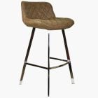 Franz Antique Brown Leather Chrome Leg Luxury Bar Stool