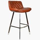Franz Bar Stool Vintage Tan Brown Leather & Chrome Leg 75cm