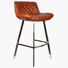 Franz Vintage Brown Leather Chrome Leg Luxury Bar Stool