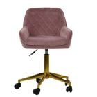 Cyle Office Chair in Pink Velvet Gold Base