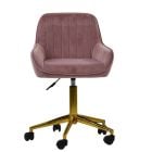 Kaan Office Chair in Pink Velvet Gold Base