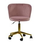 Nusa Office Chair in Pink Velvet Gold Base