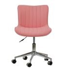 Moro Office Chair in Coral Pink Faux Leather Chrome Base