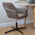 Levy Office Chair Antique Brown Faux Leather & Black Base