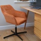 Levy Office Chair Burnt Orange Velvet & Black Base