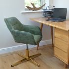 Ray Office Chair Vintage Green Faux Leather & Gold Base