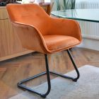 Slaygo Office Chair Burnt Orange Velvet & Black Base