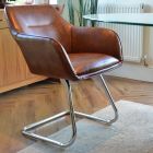 Swarm Dining Chair Vintage Brown Faux Leather & Chrome Leg