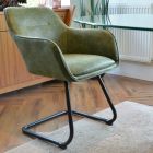 Slaygo Office Chair Vintage Green Faux Leather & Black Base