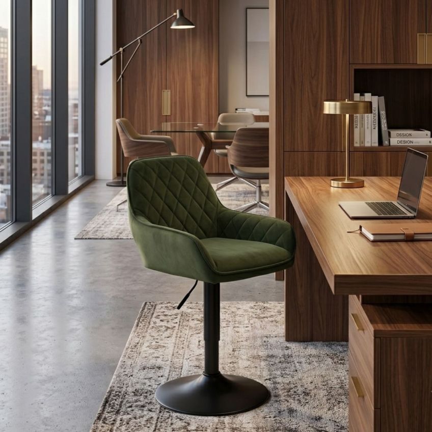 Ayari Office Chair Pink Velvet Black Base
