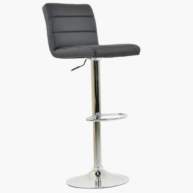 Adriatic Bar Stool Dark Grey Leather & Chrome Base