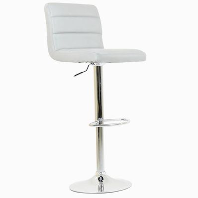 Adriatic Bar Stool Grey Leather & Chrome Base