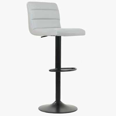 Aspen Bar Stool Grey Leather & Black Base