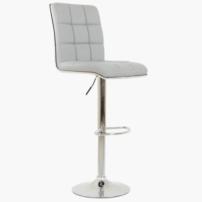 Atlanta Bar Stool Grey Leather & Chrome Base