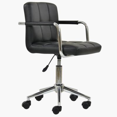 Bahama Office Chair Black Faux Leather & Chrome Base
