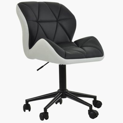 Barnes Office Chair Black & White Faux Leather & Black Base