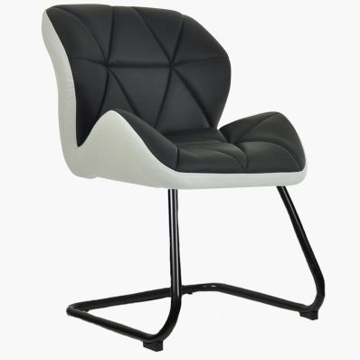 Brigham  Office Chair Black & White Faux Leather & Black Base