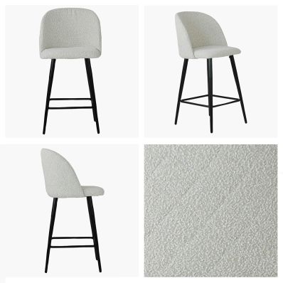 Brooklands Bar Stool Cream Boucle Fabric & Black Leg