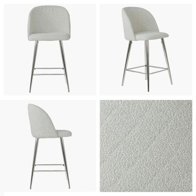 Brooklands Bar Stool Cream Boucle Fabric & Chrome Leg