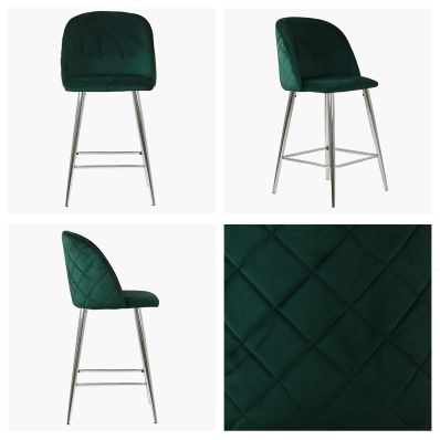 Brooklands Bar Stool Green Velvet & Chrome Leg