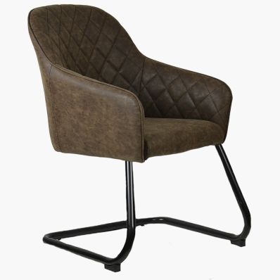 Campo Dining Chair Antique Brown Faux Leather & Black Leg