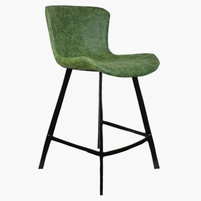 Caribe Bar Stool Vintage Green Leather & Black Leg 65cm
