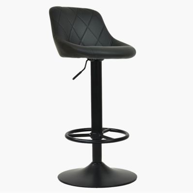 Charlie Bar Stool Black Leather & Black Base