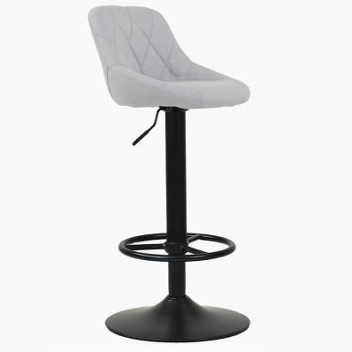 Charlie Bar Stool Grey Fabric & Black Base