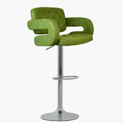 Chase Bar Stool Vintage Green Leather & Chrome Base