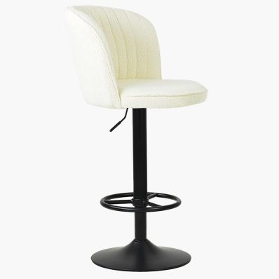 Chicago Bar Stool Cream Boucle Fabric & Black Base