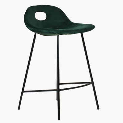 Clara Bar Stool Green Velvet & Black Leg