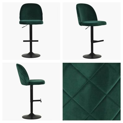 Clarris Bar Stool Green Velvet & Black Base