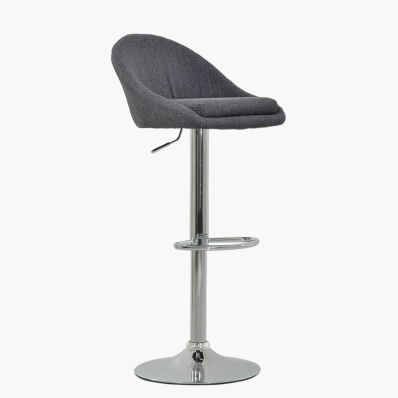 Cologne Bar Stool Dark Grey Fabric & Chrome Base