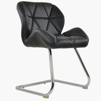 Corfu Office Chair Black Faux Leather & Chrome Base