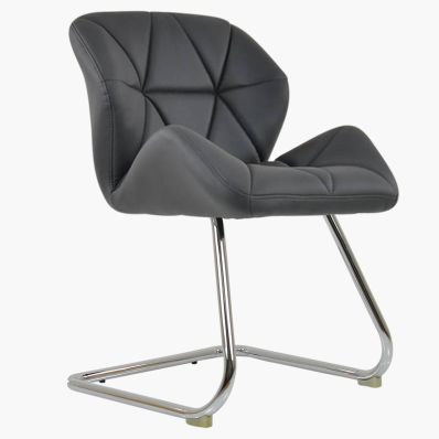 Corfu Office Chair Dark Grey Faux Leather & Chrome