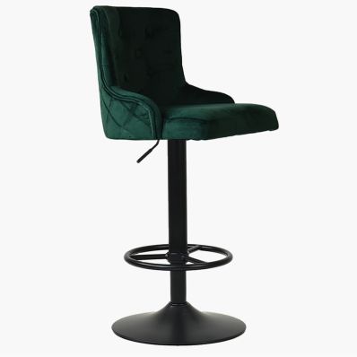 Dakota Bar Stool Green Velvet & Black Base