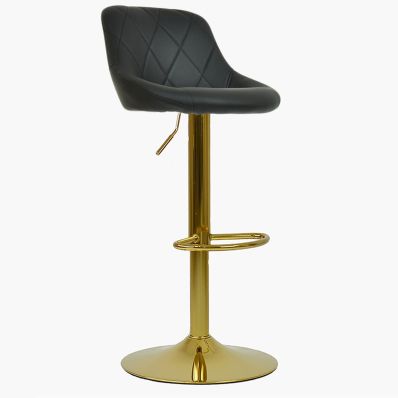 Dale Bar Stool Black Leather & Gold Base