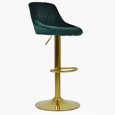 Dale Bar Stool Green Velvet & Gold Base