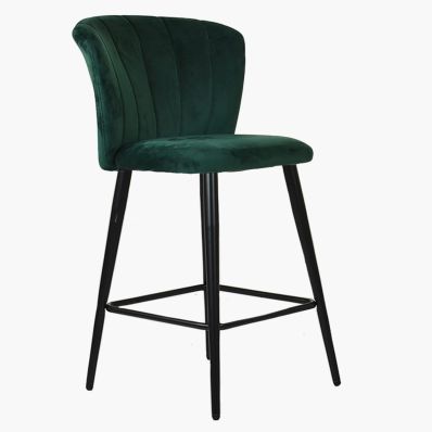 Dove Bar Stool Green Velvet & Black Leg