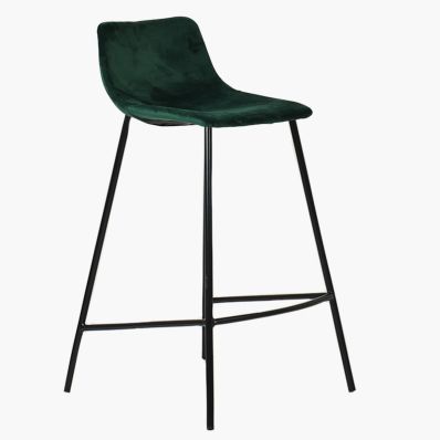 Fallow Bar Stool Green Velvet & Black Leg
