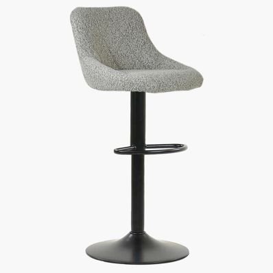 Fleur Bar Stool Stone Grey Boucle Fabric & Black Base