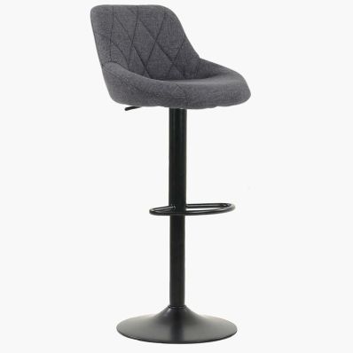 Fleur Bar Stool Grey Fabric & Black Base