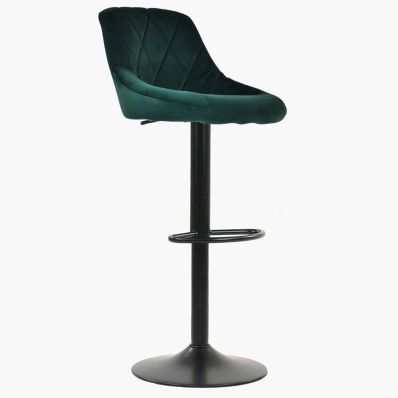 Fleur Bar Stool Green Velvet & Black Base