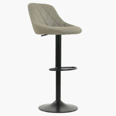 Fleur Bar Stool Taupe Leather & Black Base