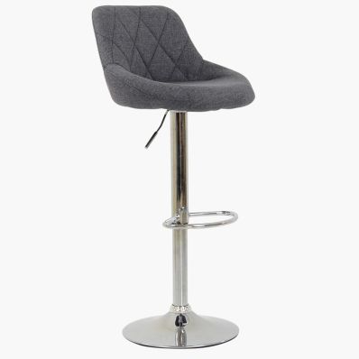 Flo Bar Stool Dark Grey Fabric & Chrome Base